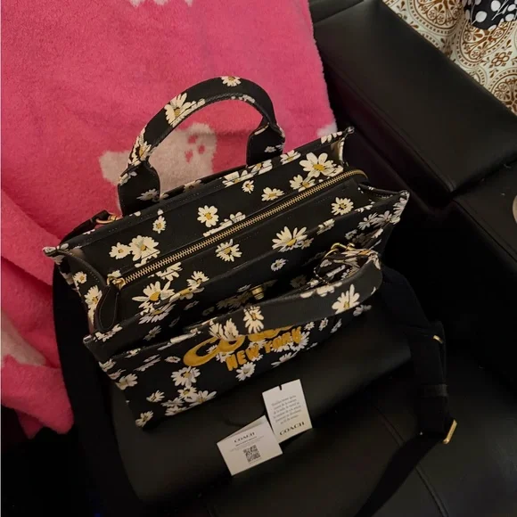Coach Black and Yellow Floral Tote - Picture 5 of 5